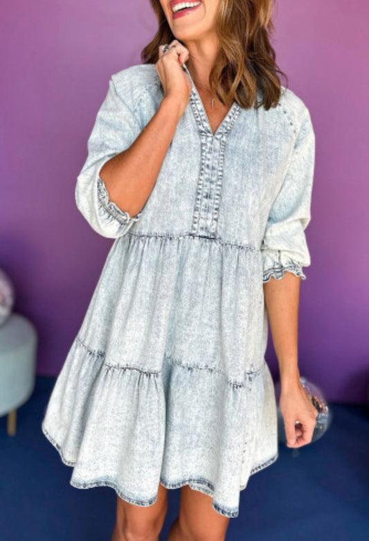Denim empire dress