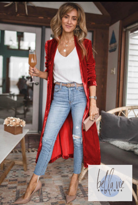 Red velvet duster