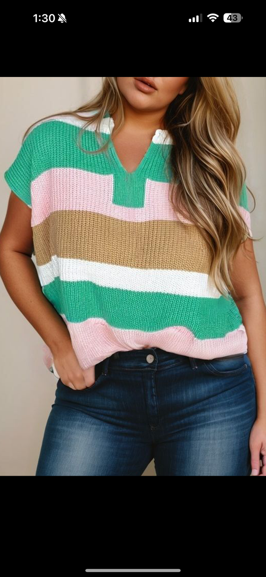 striped knit sweater vest