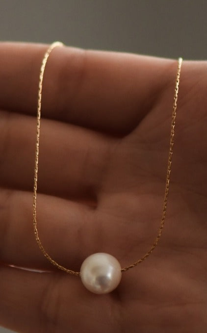 18 K non tarnish single pearl necklace