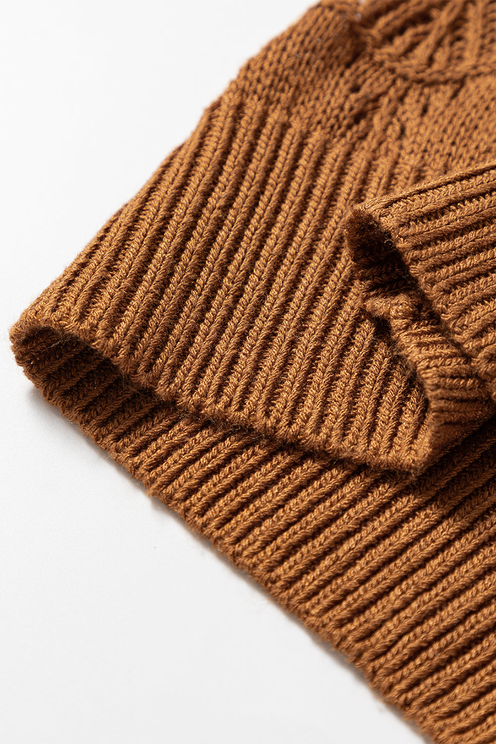 Brown Lightweight Buttoned Front Crochet Cardigan