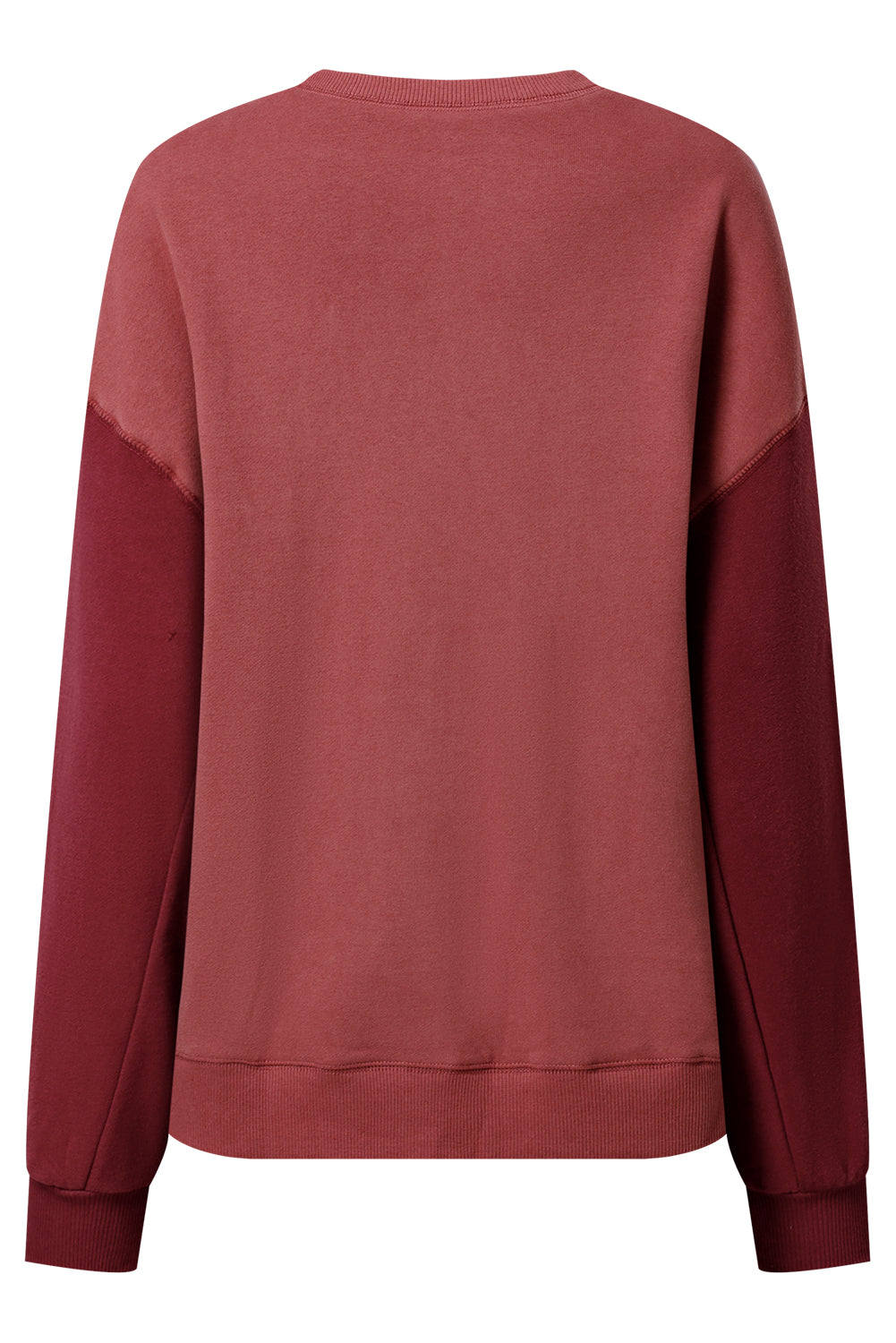 Mineral Red Two Tone Patchwork Drop Shoulder Pullover Sweatshirt