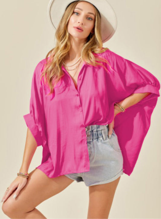 Oversized pink shirt