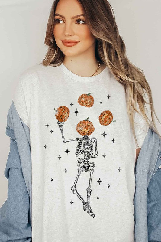 JUGGLING PUMPKIN GRAPHIC PLUS SIZE TEE / T SHIRT