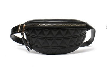 black quilted leather chest bag