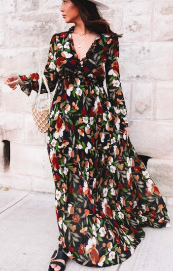 black floral maxi