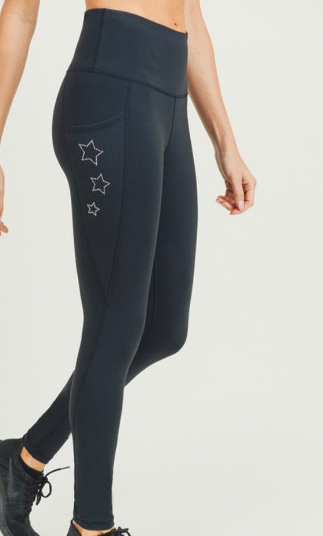 Star black leggings